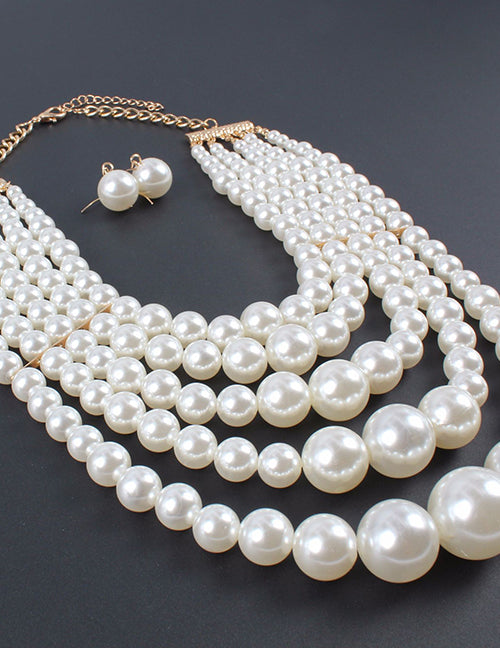 Fashion White Pearls Design Multi-layer Jewelry Set - Urban Pearls NC